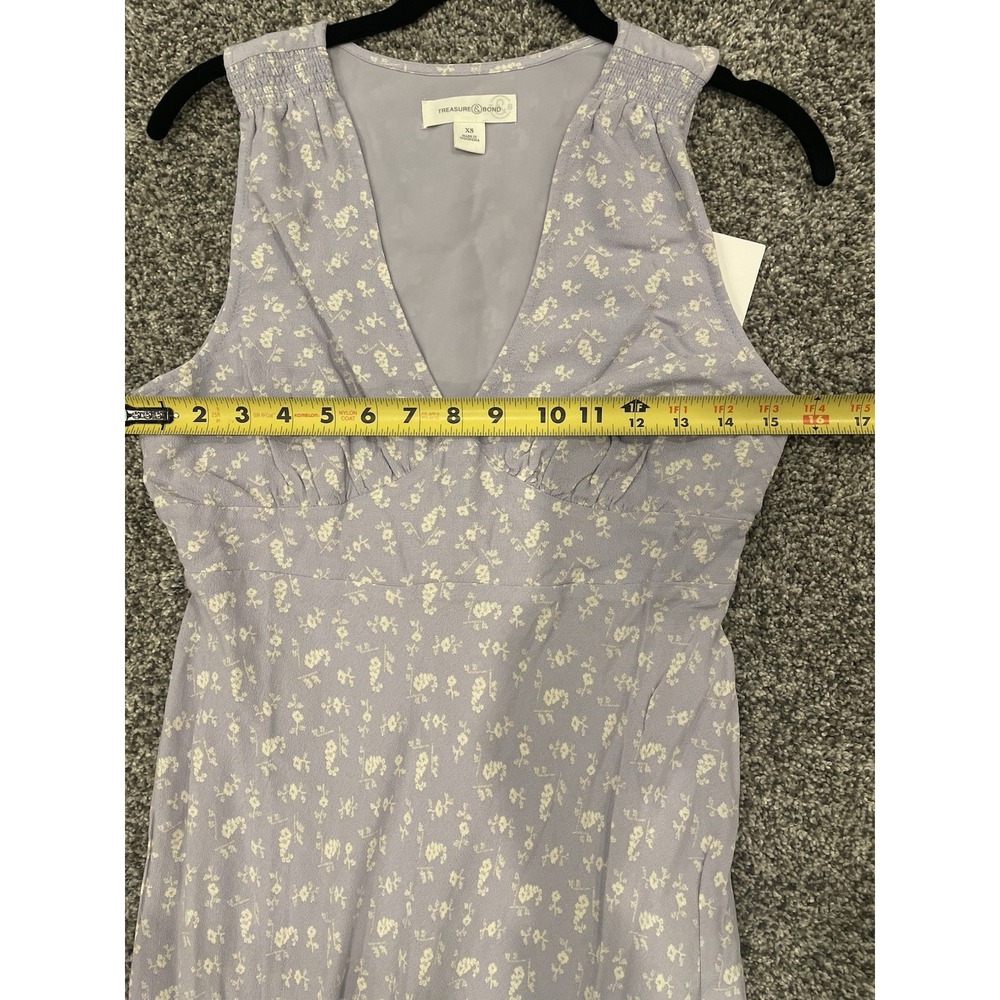 Treasure & Bond Maxi Dress XS Purple/Ivory Little Paris Floral V Neck Boho NEW - Picture 11 of 12